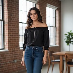 Guess Black Off-Shoulder Top